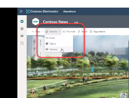 Page Share - Yammer - Teams