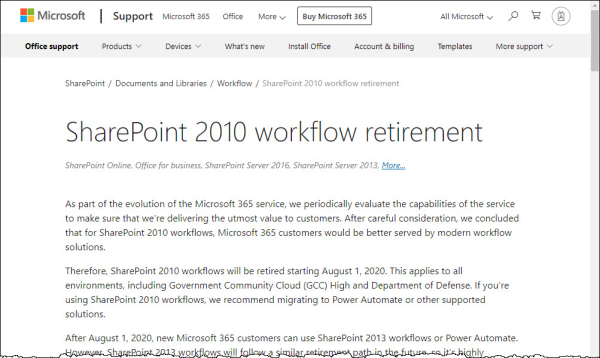 注意 Sharepoint 10 ワークフローエンジンが利用できなくなる Sharepoint Technical Notes