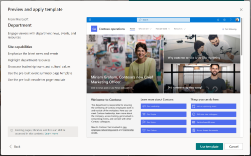 待望の新たなモダンな Sharepoint サイトテンプレート登場